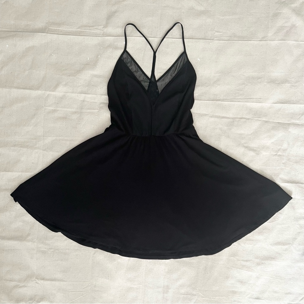 Plunging V-Neck Mesh Panel Mini Dress in Black by Cope UO - Size XS - Picture 6 of 11